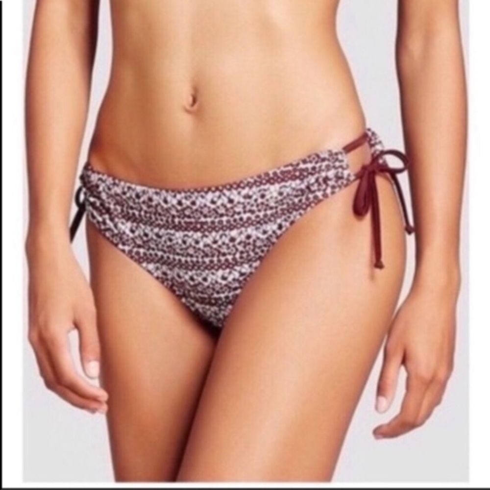 Mossimo Red Floral Hipster Cut Bikini Bottoms